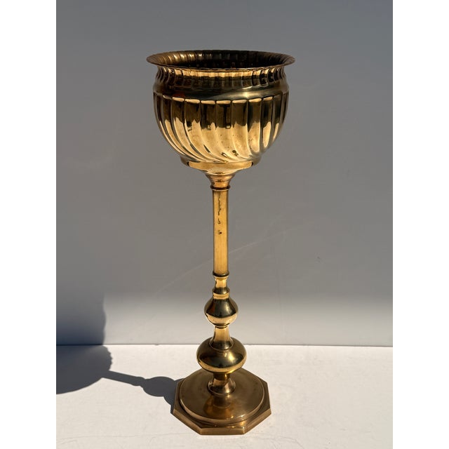 Maison Jansen 1970s Brass Standing Champagne Cooler / Planter For Sale - Image 4 of 11