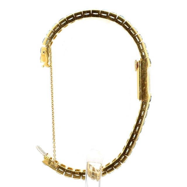 Vintage Blancpain Rayville Gold Ladies Watch on Aquamarine Bracelet For Sale - Image 4 of 10