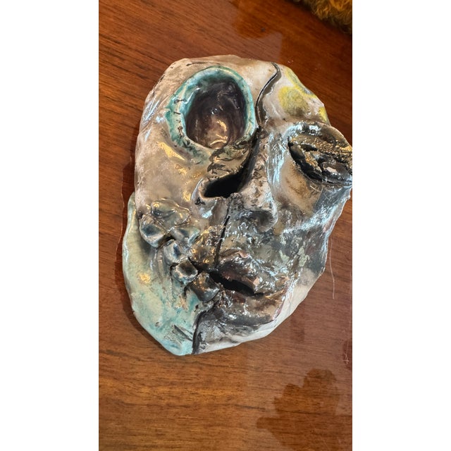 Folk Art Handmade Pottery Sculptured Face, Scary Folk Art For Sale - Image 3 of 6