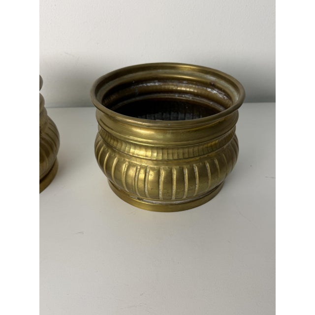 Metal Mid-Century Brass Planters, 1950s, Set of 2 For Sale - Image 7 of 8