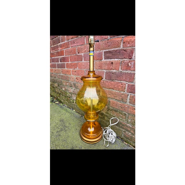 Amber Mid 20th Century Hollywood Regency Marbro Original Amber Glass Lamp For Sale - Image 8 of 8