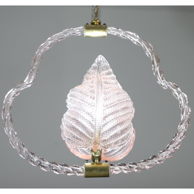 1940s 1940s Elgant Pink Art Decò Barovier E Toso Pendant Light Murano Glass For Sale - Image 5 of 13