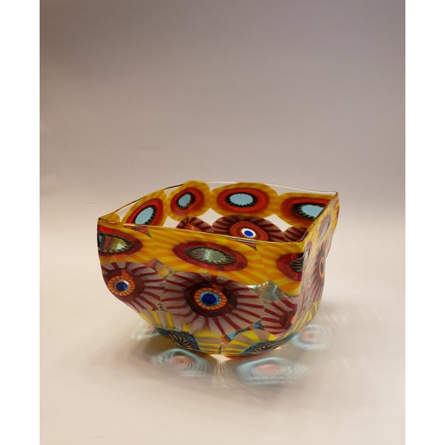 Beautiful, colorful Mario Formentello Murano murrine glass bowl. This bowl is in great condition with only the lightest...