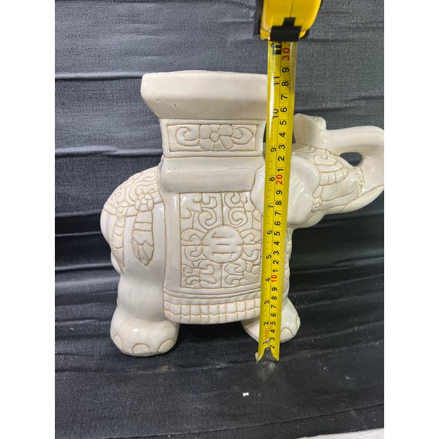 Vintage Elephant White Ceramic Glazed Stand Planter For Sale - Image 12 of 12