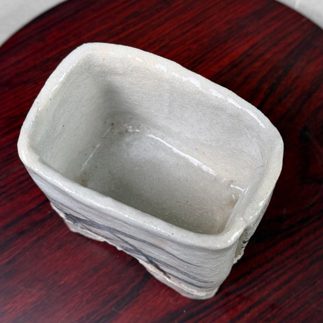 Blue Small Vintage Japanese Ikebana Vase on Feet, 1970s For Sale - Image 8 of 9