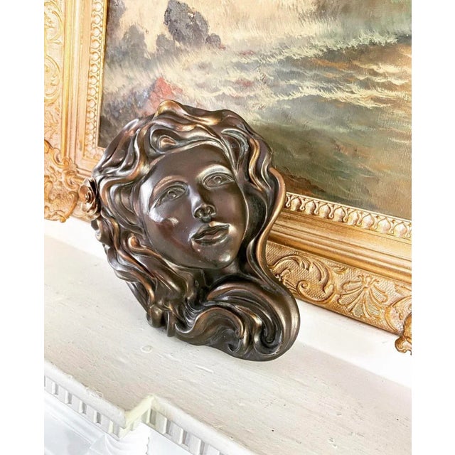 Art Nouveau Vintage 1989 Art Nouveau Goddess Wall Pocket For Sale - Image 3 of 6