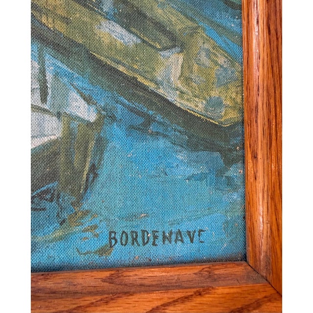 Mid 20th Century Mid-Century 1960’s French Impressionist Harbor Scene With Boats by Pierre Bordenave (French, 1900-1970), Oil on Canvas, Signed Lower Right For Sale - Image 5 of 12
