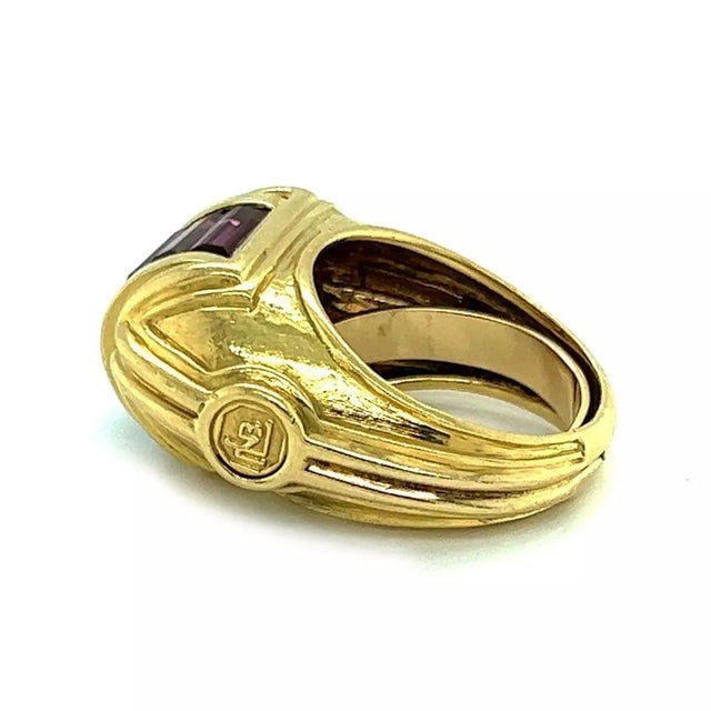 Late 20th Century Nouvelle Bague Multicolor Gems 18k Yellow Gold Ring, Size 7 For Sale - Image 5 of 7