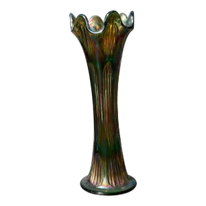 Early 20th Century Fenton Long Ribbed Thumbprint Carnival Glass Vase