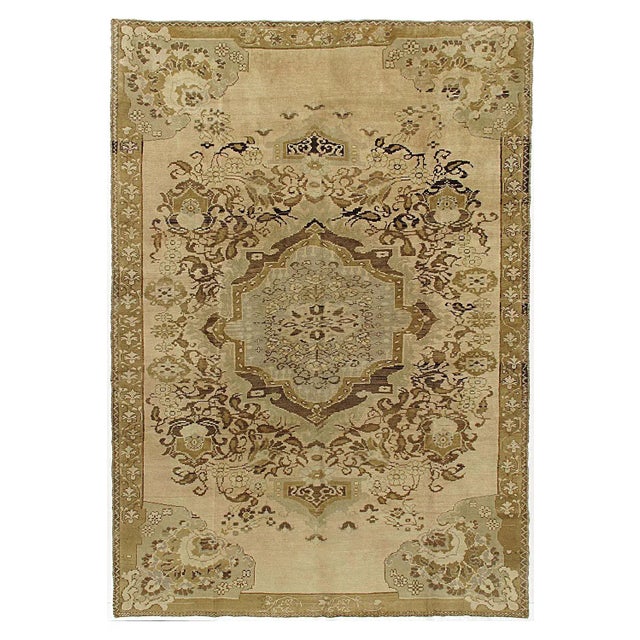 1940s Vintage Turkish Oushak Area Rug , 7'4 X 10'3 For Sale - Image 4 of 4