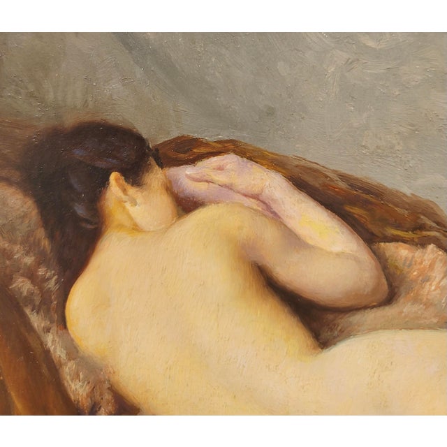 Paul Sieffert -1920s French Study of a Female Nude From the Back-Oil Painting For Sale In Los Angeles - Image 6 of 9