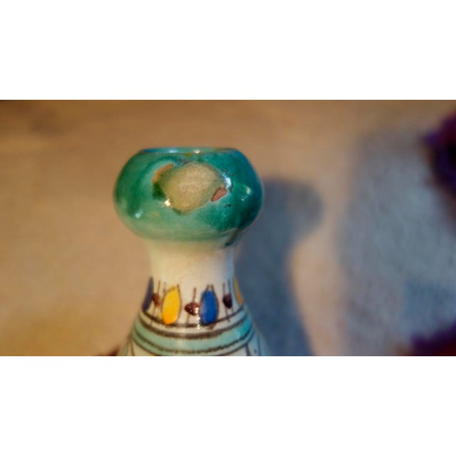 Cream Antique Handpainted Morrocan Moorish Vase For Sale - Image 8 of 10