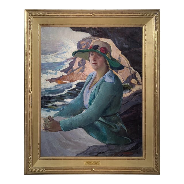 1930s American Impressionist Portrait Painting of "Pearl" Monhegan Island Maine Coast By Abraham Jacob Bogdanove For Sale