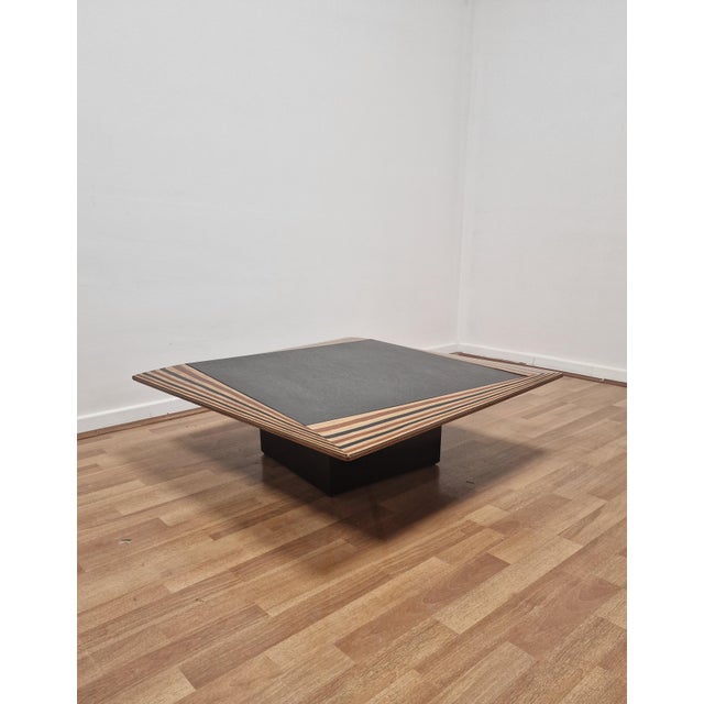 Wood Vintage Coffee Table in Slate and Laminated Wood by Afra and Tobia Scarpa, 1970s For Sale - Image 7 of 17