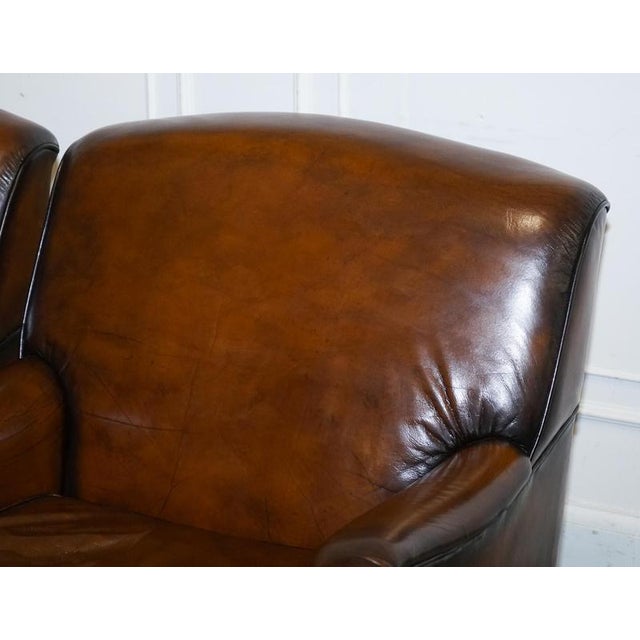 Set of Cigar Hand Dyed Leather Chairs For Sale - Image 4 of 18
