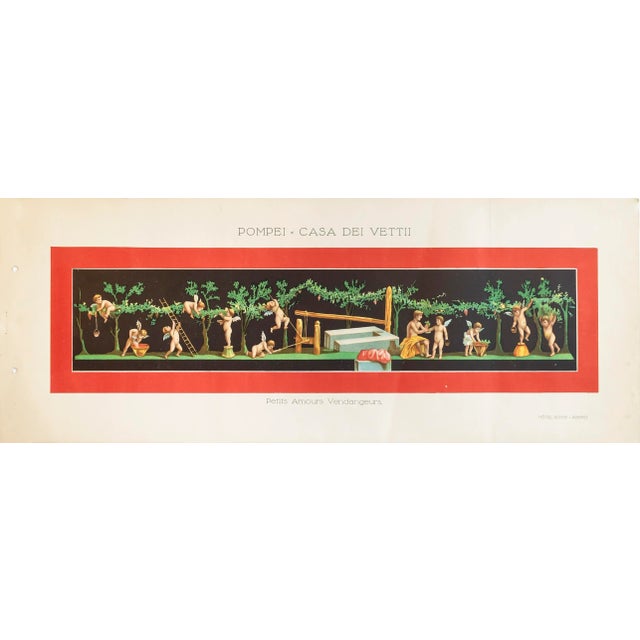 1900 Antique Italian Label, Pompei, Vendangeurs (Cherubs at Play) For Sale