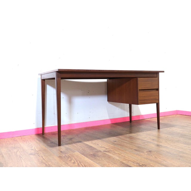 1960s Mid Century Modern Vintage Afromosia Teak Writing Office Desk For Sale - Image 10 of 15