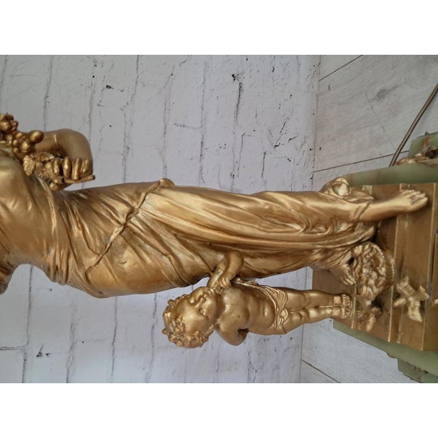 Antique French Gold Gilt Classic Lady Lavergne Sculpture Lamp and Marble Clock, 1890s For Sale - Image 12 of 18