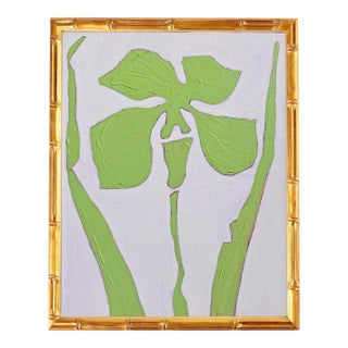 Original Framed Acrylic Botanical Painting, Organic Boho Art Floral Wall Art by Tatiana Duperault For Sale