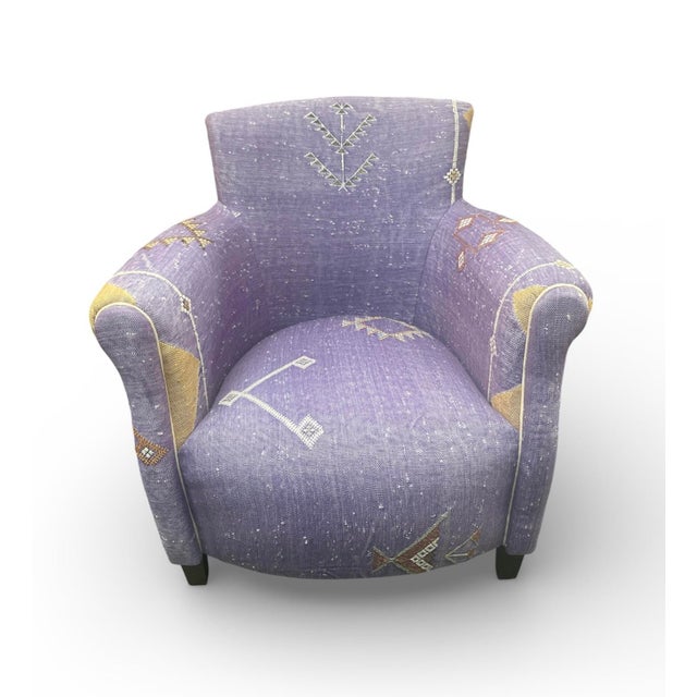 Textile Hand-Tailored Moroccan Sabra Silk Club Chair For Sale - Image 7 of 11