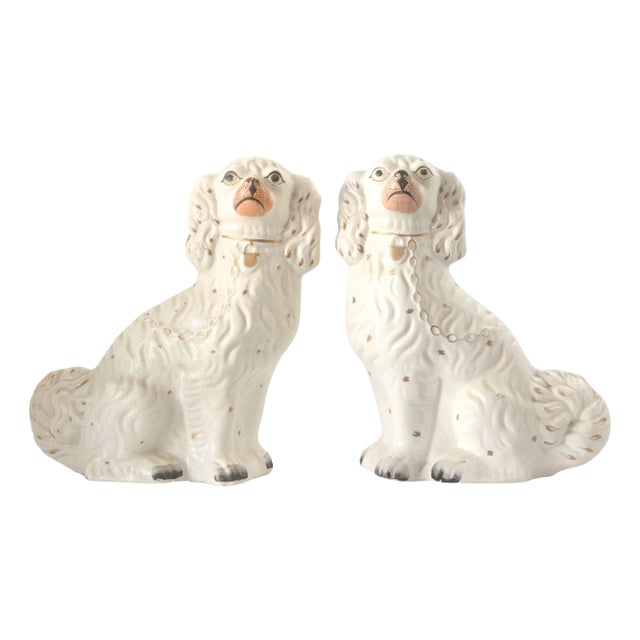 Large Antique English Staffordshire Dogs- a Pair For Sale