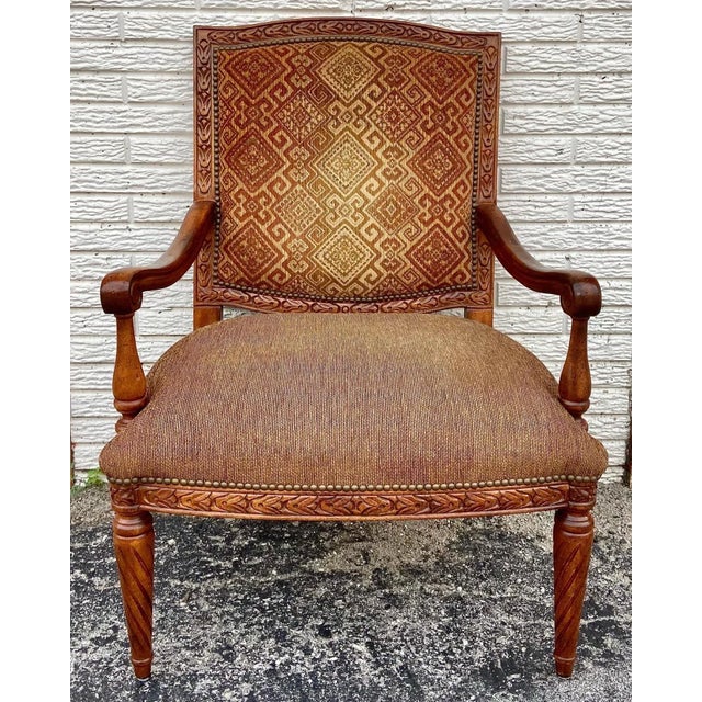 Brown Neoclassical Style Brown Armchair For Sale - Image 8 of 8