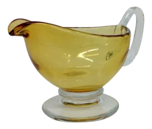 Vintage C.1970's Italian Hand-Blown Amber Murano Gravy Sauce Boat