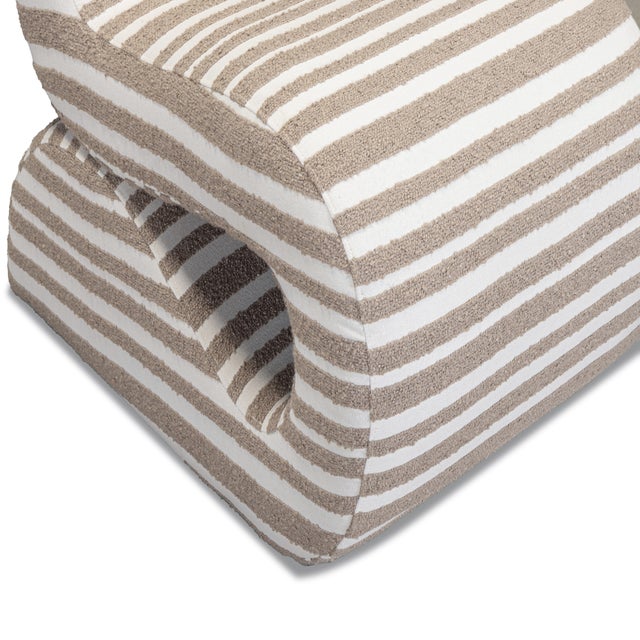Boho Chic Senna Taupe Jacquard Organic Stripes Accent Chair For Sale - Image 3 of 7