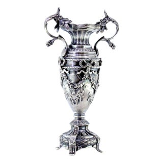 Silver Vase with Bows For Sale
