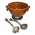 Ceramic & Pewter Footed Serving Bowl Set With Silver Accents - 3 Pieces For Sale