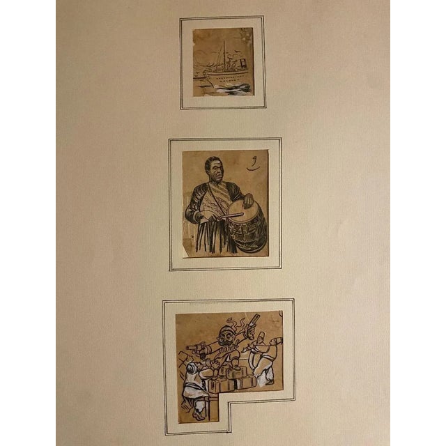 Travel on the East, in 1920s, is an original drawing in china ink and white lead on brown paper realized by Gabriele...