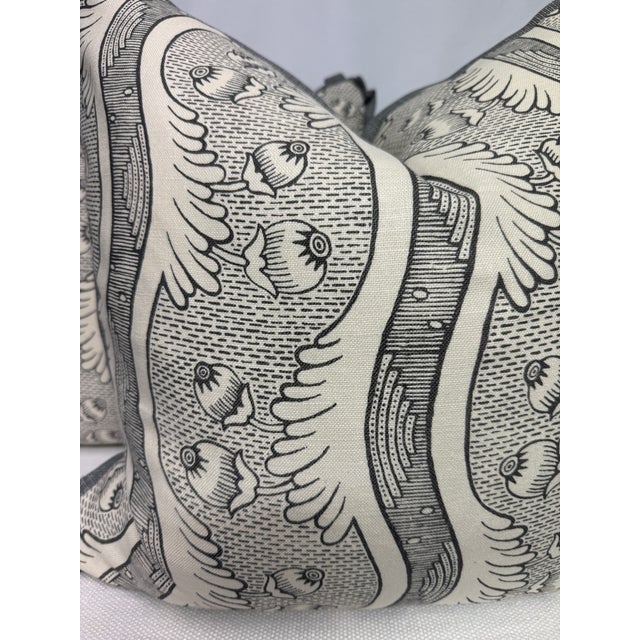 Custom pair of 22" pillows covered in Antoinette Poisson "Grenades" in color 2B linen fabric. These pillows have a 1/2"...
