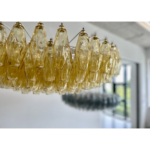 Goldenrod Large Round Polyhedron Glass Pendant Light by Carlo Scarpa for Vetri Murano, 1990s For Sale - Image 8 of 9