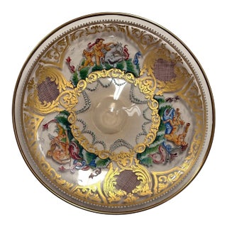 Antique Hand Blown Murano Glass Enameled Dishes - Set of 7 For Sale