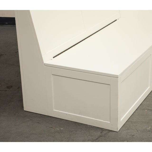 L-Shaped White Wood Corner Storage Banquette With Custom Cushions ...