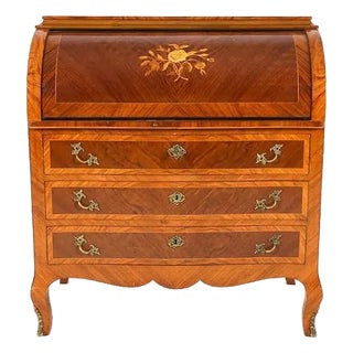 Danish Holger Christensen Rosewood & Satinwood Cylinder Rolltop Secretary Desk For Sale