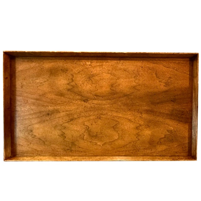 1950s Baker Furniture Maple and Burled Walnut Side Table Console Table For Sale In Chicago - Image 6 of 8