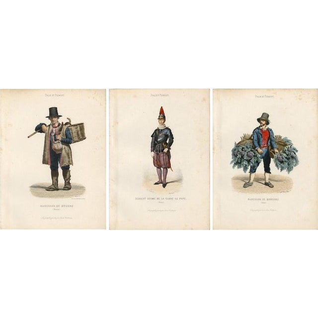 Three Rome Trades and Costume Papal Guard & Merchants, 1850, Engraving For Sale - Image 9 of 9