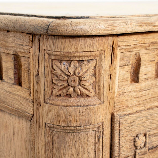 19th Century French Louis XVI Style Serpentine Front Bleached Oak Commode For Sale - Image 11 of 17