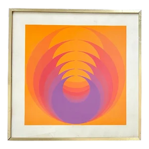 1960s Original Signed Robert Bidner Abstract Print, Framed
