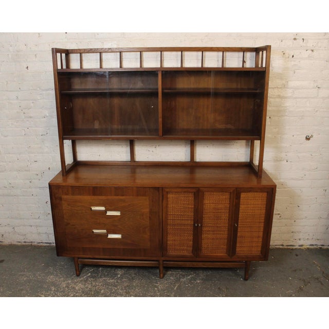 American of Martinsville American of Martinsville Walnut Server and Hutch Set For Sale - Image 4 of 18