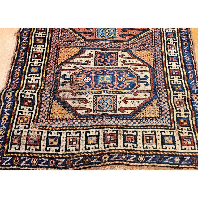 Antique Karachov Kazak Area Rug, Hand-Knotted Wool, Caucasus, 1800s, 4' x 7' For Sale - Image 11 of 16