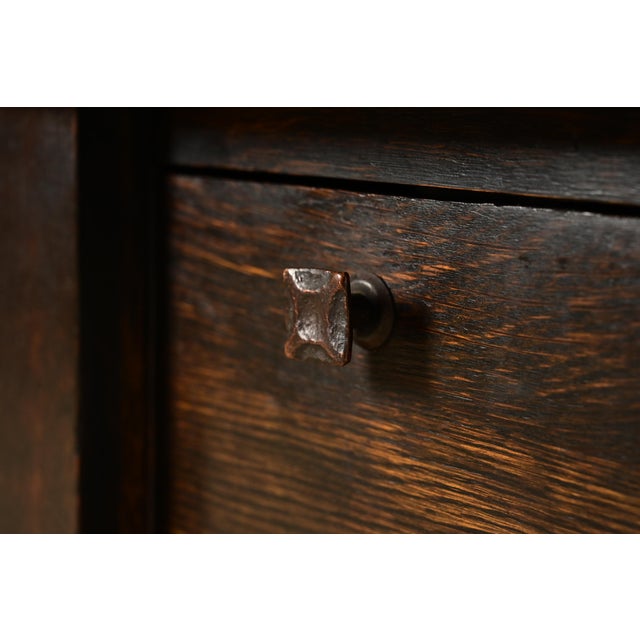 Stickley Brothers Style Antique Mission Oak Arts & Crafts Desk or Library Table, Circa 1910 For Sale - Image 10 of 18