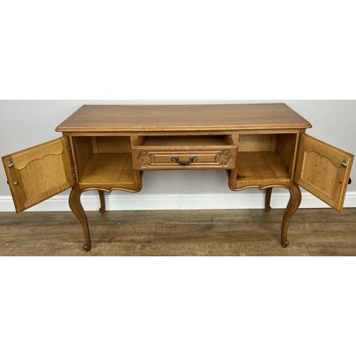 Vintage French Louis XVI Style Carved Desk in Oak For Sale - Image 11 of 12