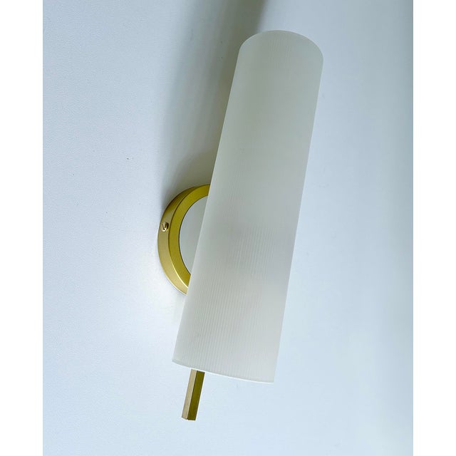 Vintage Glass and Brass Sconce from Hillebrand Leuchten, 1950s For Sale - Image 9 of 14