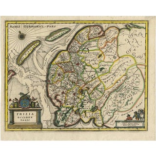 Antique Hand-Colored Map of Friesland by C. Merian, 1659 For Sale