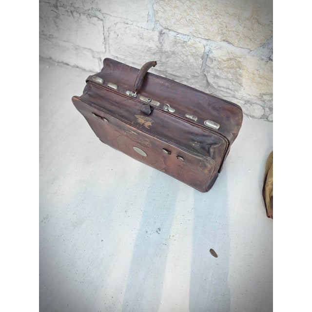Antique Leather Suitcase Shop Prop For Sale In San Antonio - Image 6 of 11