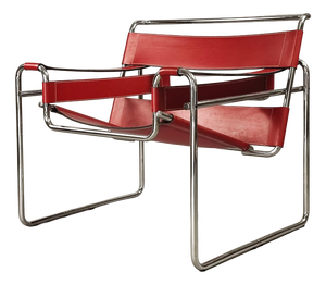 Wassilly Chair in Red Leather by Marcel Breuer for Gavina, 1960s