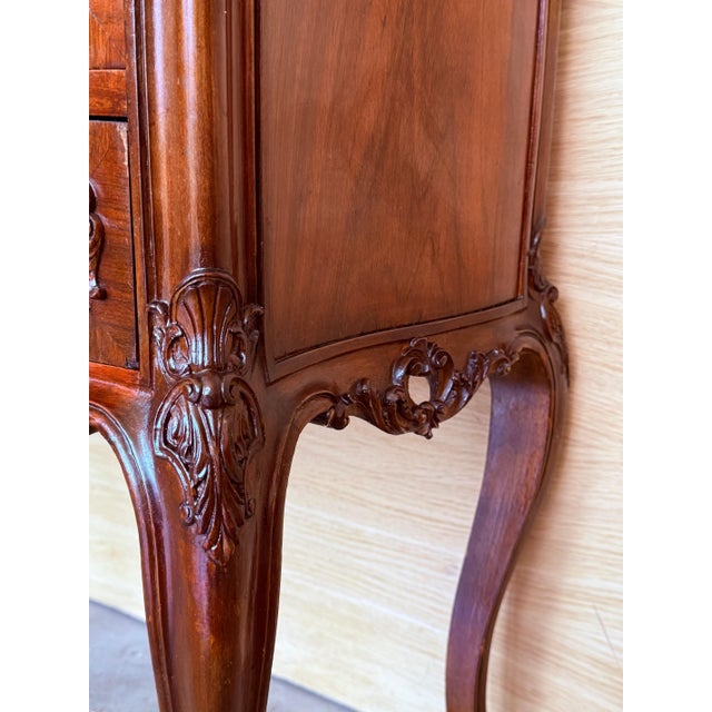 Carved French Nightstands with doors and Marble Top, 1930s, Set of 2 For Sale - Image 13 of 18
