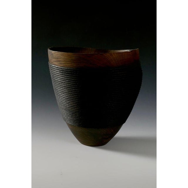 Rope Bowl in Evergreen Oak and Oxides Wood by Yann Marot For Sale - Image 6 of 10